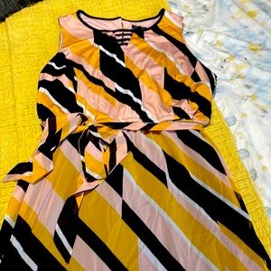 Lane Bryant maxi dress with lining up to knee and sheer overlay